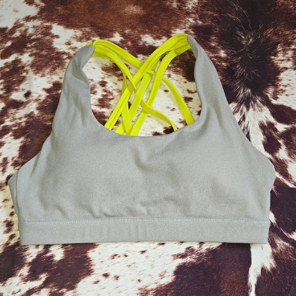 Senita Gray and Yellow Women's Sports Bra